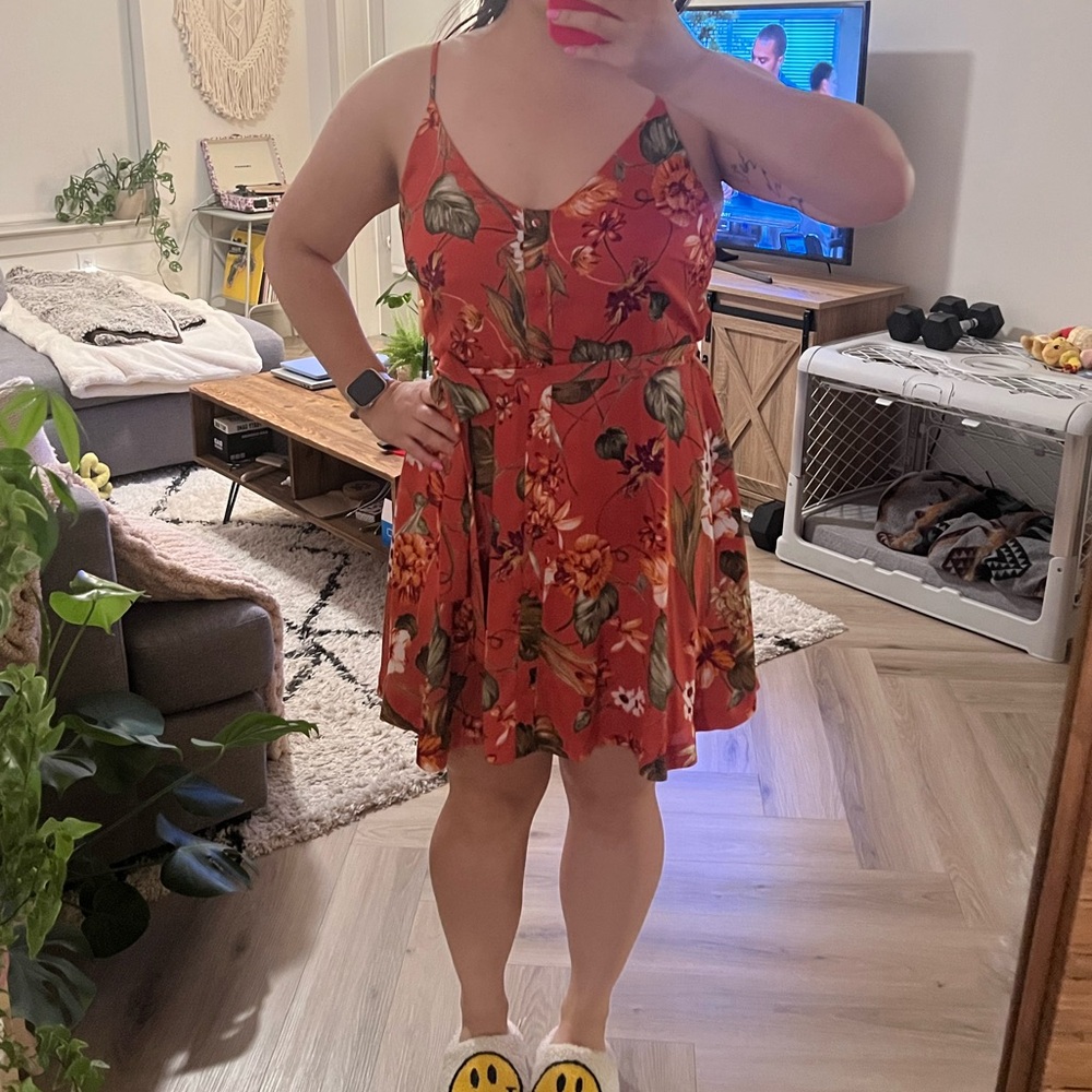 Floral Red Dress